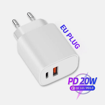 Adaptador de Corriente de Doble Puerto con Carga Rápida de 20 W